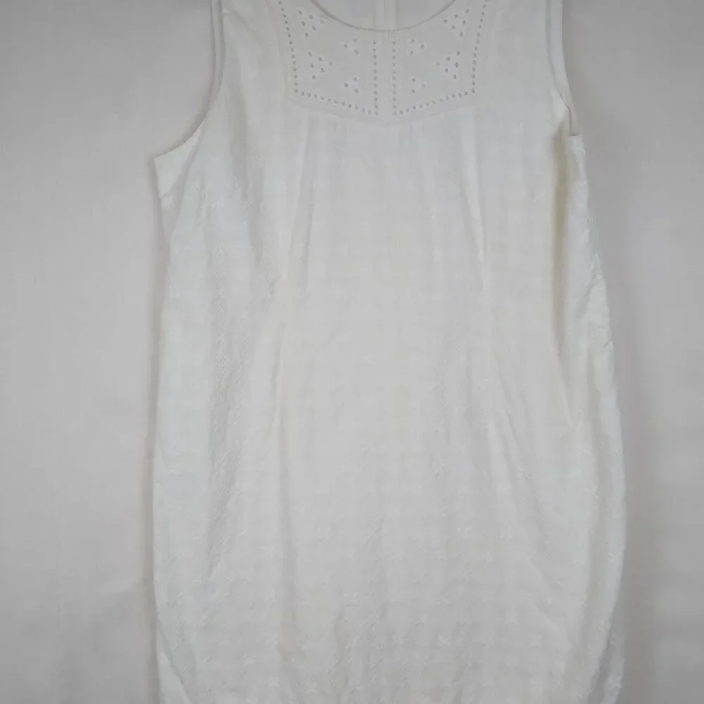Talbots | Embroidered Eyelet Sheath Sleeveless Ivory White Dress | Size 18 - Picture 4 of 13